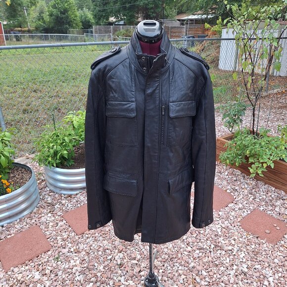 Designer Men’s Bugatchi Black Lambskin Jacket Size Large - Picture 1 of 10
